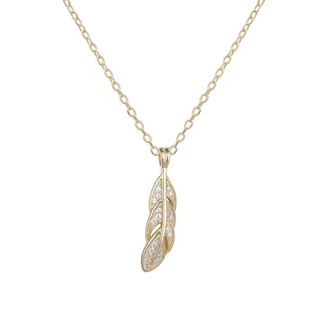 Hovedbilde Feather Necklace 18k Gold White