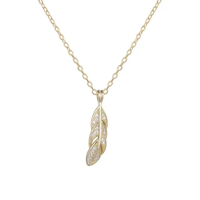 Hovedbilde Feather Necklace 18k Gold White