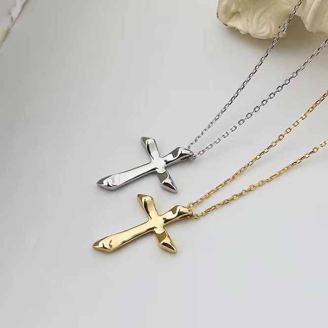 Hovedbilde Cross Plain Necklace 18K Gold