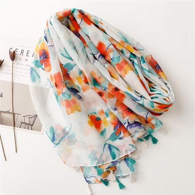 Hovedbilde Sandi Flower Tassel Viscose Scarf 180x90