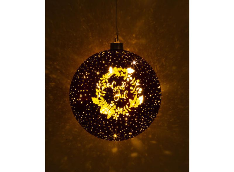 Lyslykt LED Julekrans rød rund 15cm