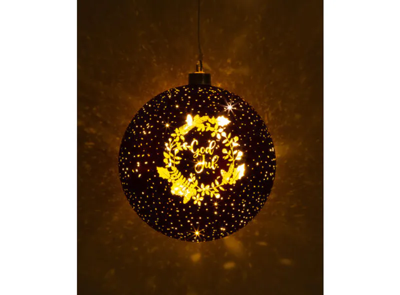 Lyslykt LED Julekrans rød rund 15cm
