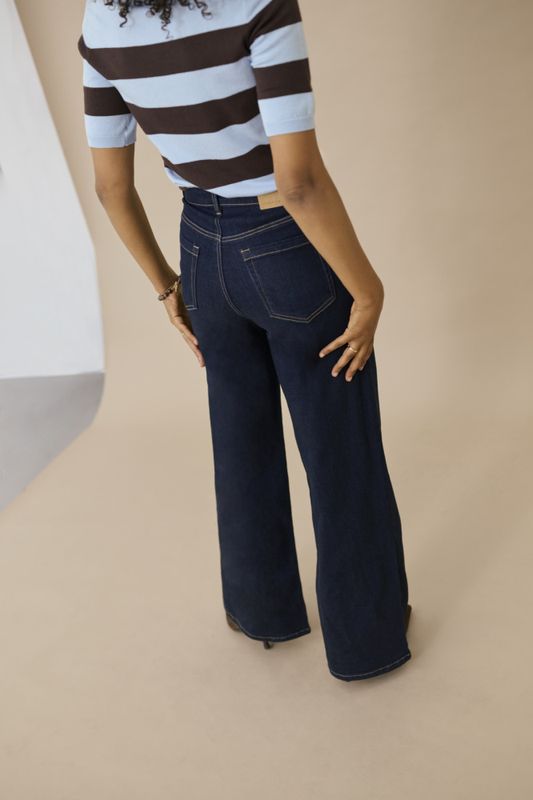 KaMeadow HW Reg fit Jeans Dark Blue Unwashed Denim 
