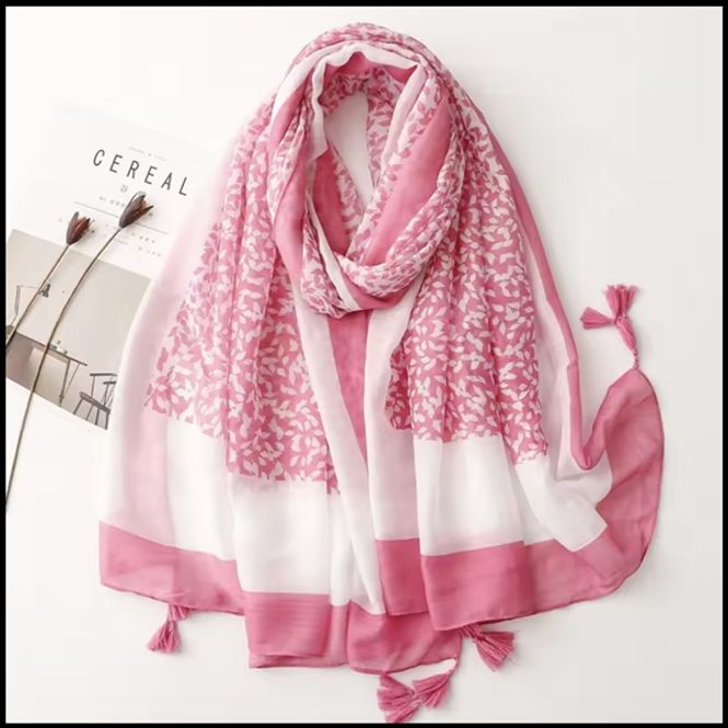 Hovedbilde Saga Leaf Print Tassel Viscose Scarf 180x90
