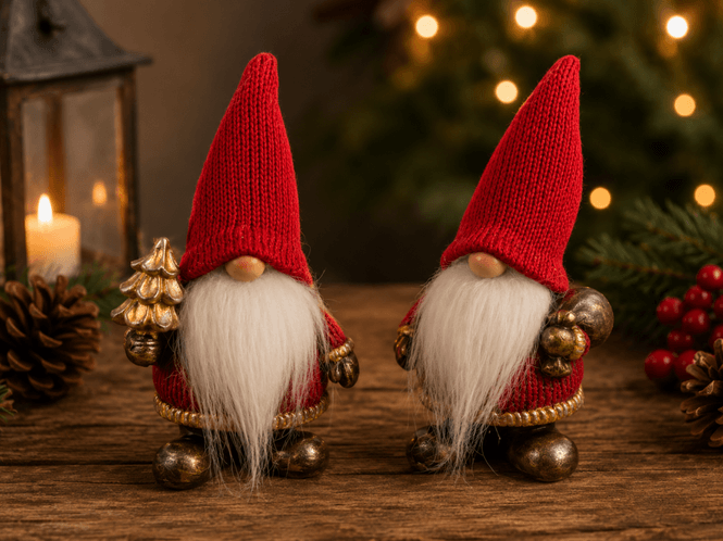 Hovedbilde Nisse gnom m/skjegg rød lue 15cm