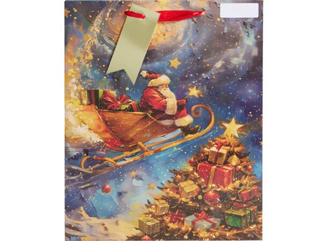 Hovedbilde Gavepose julemotiv ruter 32x26x10cm Ass