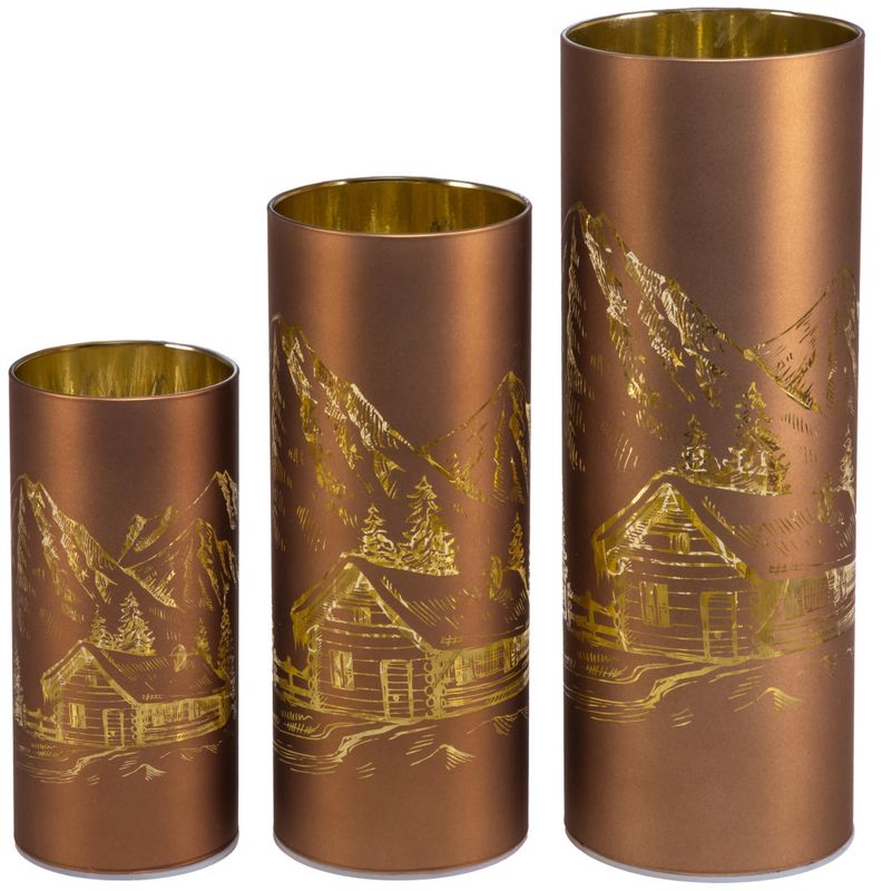 Lyslykt LED Livet på hytta brun 8x20cm