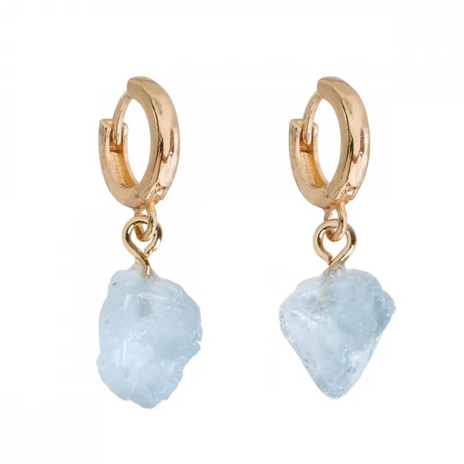 Hovedbilde Semi Precious Hoop Earrings Aqua Marine - - - - -