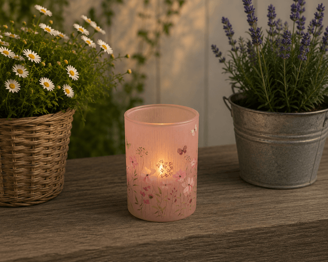 Hovedbilde Telysglass rosa 10x12,5cm