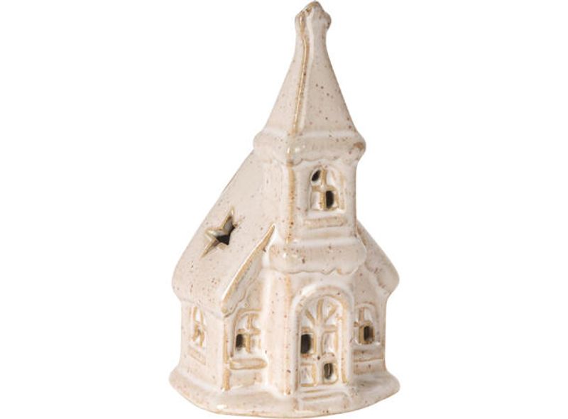 Kirke beige porselen LED h:11cm Ass.