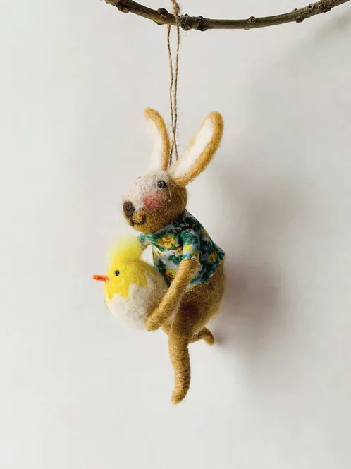 Hovedbilde Hare med påskekylling 12cm