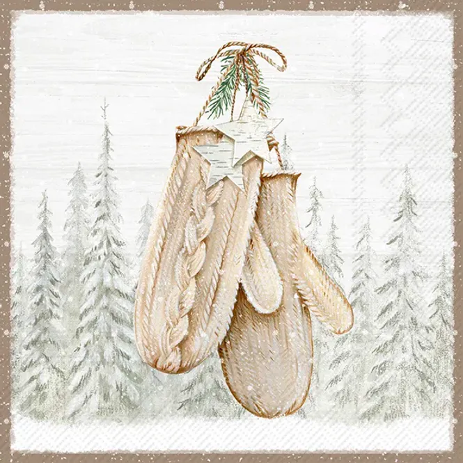 Hovedbilde Servietter Nordic Winter Gloves Li. Brown Lunch