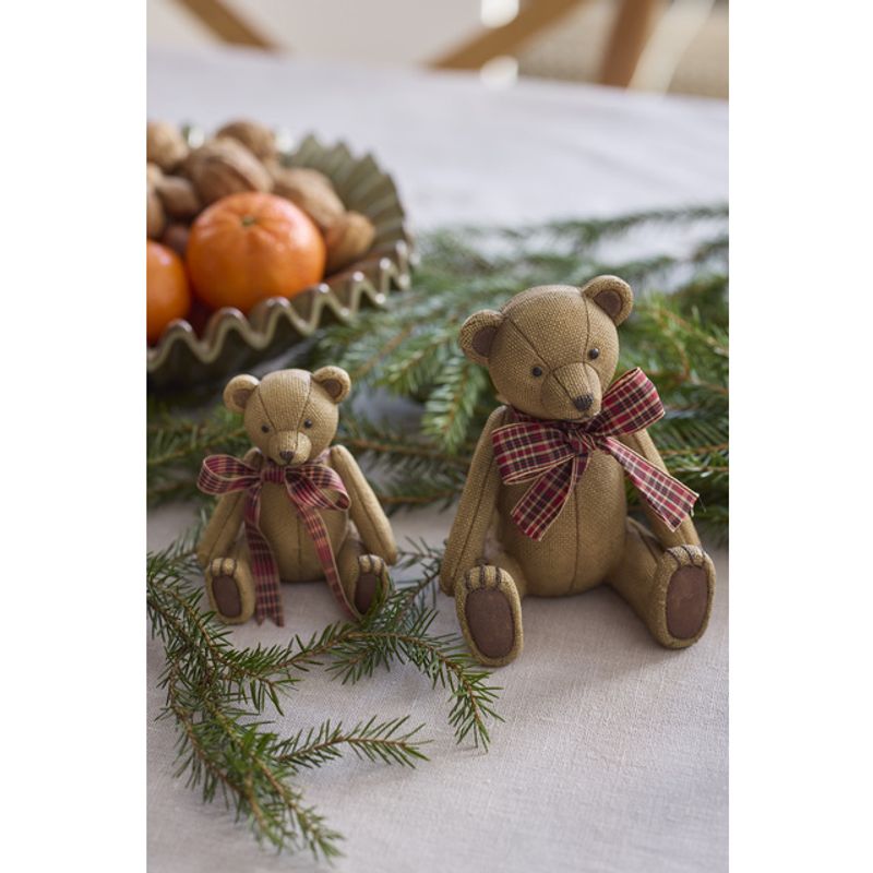 Teddy bear with bow 9,5cm brown