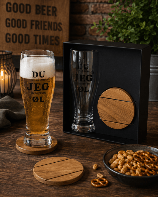 Hovedbilde Ølglass m/coaster Du Jeg ØL 0,5l 21cm