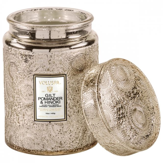 Hovedbilde Voluspa Gilt pomander & Hinoki Glass Candle 100t