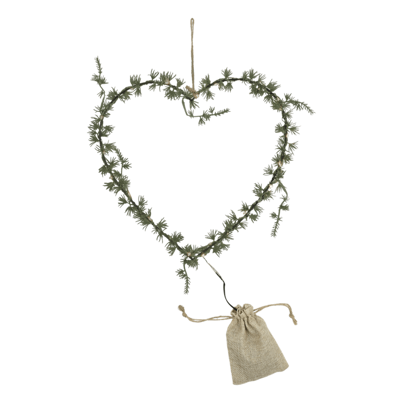 Fleur Krans hjerte m. 25 LED-lys 32cm