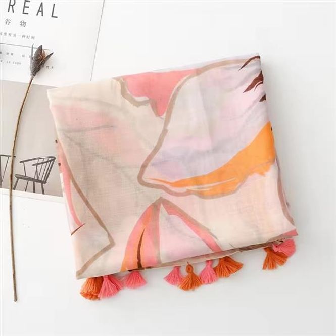 Hovedbilde Sunniva Flower Tassel Viscose Scarf 90x180CM - ...