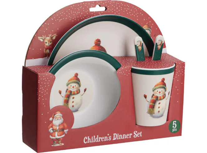 Hovedbilde Barneservise Julemotiver 5 deler 3ass