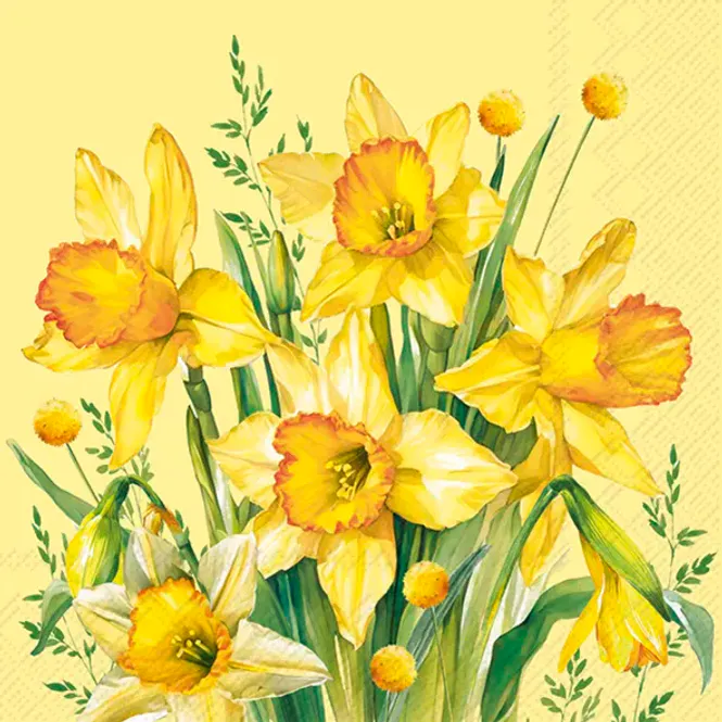 Hovedbilde Servietter Narcissus Bouquet Yellow Kaffe