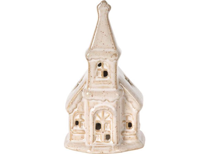Kirke beige porselen LED h:11cm Ass.