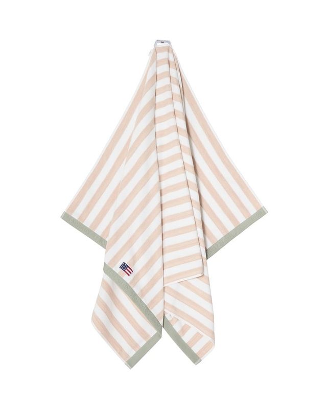 Håndkle i bomullsfrotté med blokkstriper, beige striper