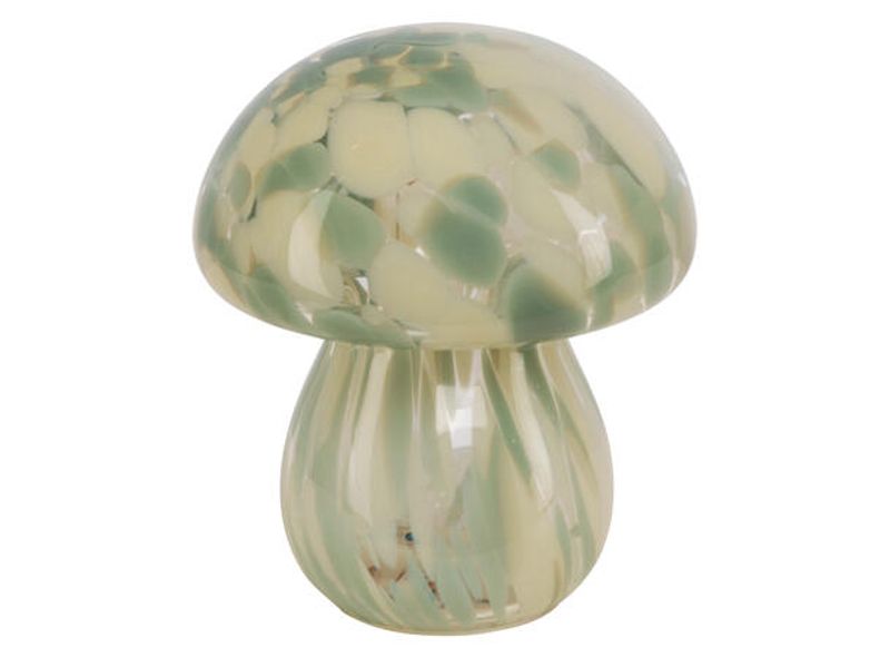 Sopp glass grønn dots 5 LED 15,5cm