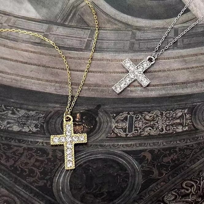 Hovedbilde Cross Zircon Necklace 18k Gold White