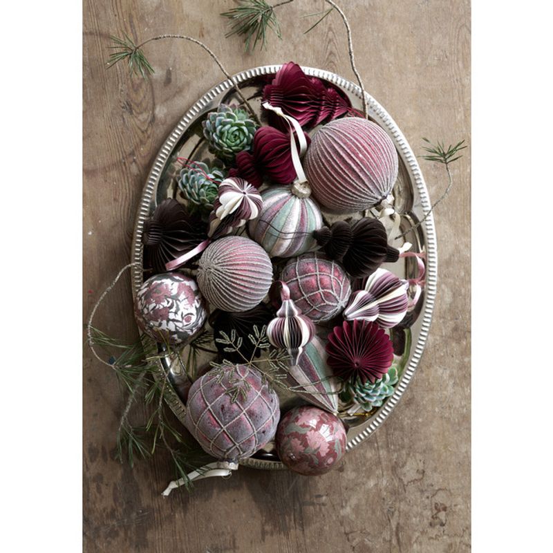 Nomillia bauble 8 cm. P. Rose/Green