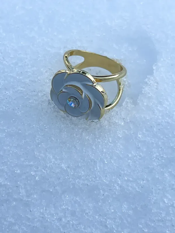 Scarf ring ROSE g. White