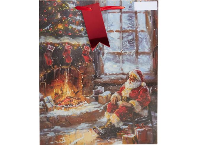 Hovedbilde Gavepose julemotiv ruter 32x26x10cm Ass