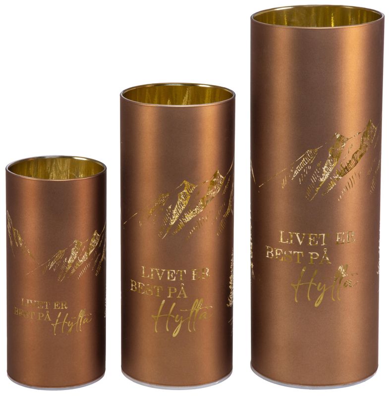 Lyslykt LED Livet på hytta brun 7x15cm