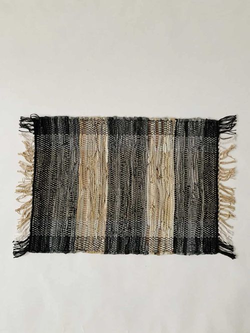 Hovedbilde Dørmatte skinn striper 50x70 cm sort/grå
