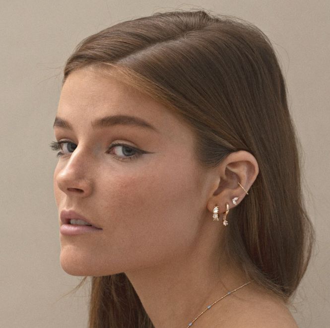 Hovedbilde Leah Crystal Leaf Stud Earring Pink