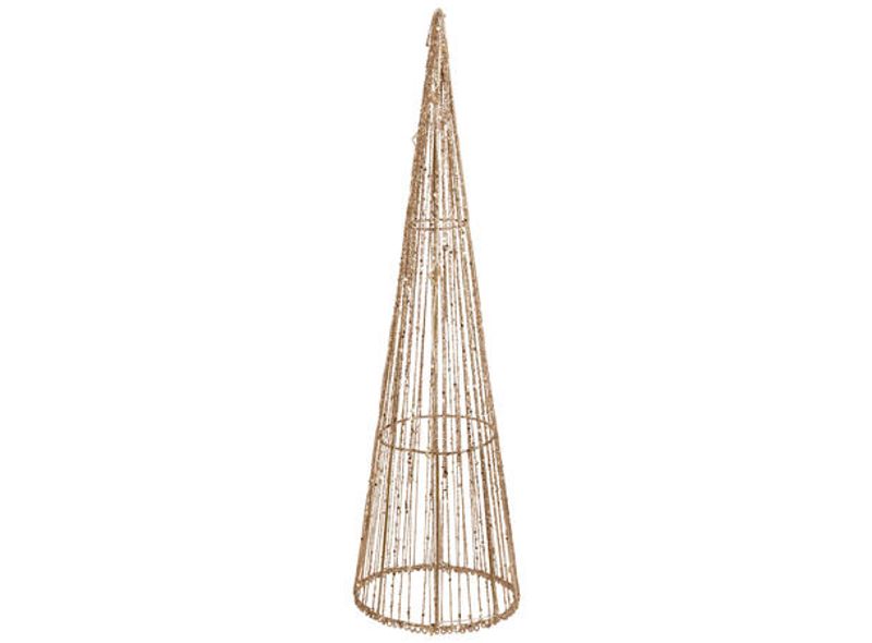 Juletre metall gull 15 LED-lys 14x50cm